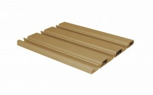 A bronzed section of very thin pool enclosure track